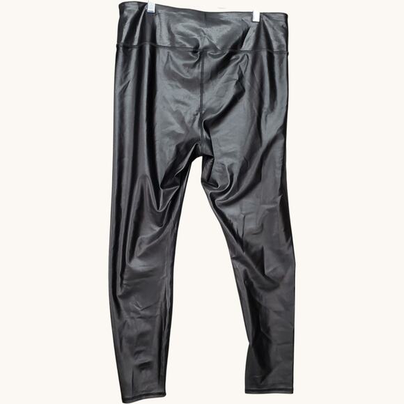 Maurices Pants Black Shiny Faux Leather Look XL Ankle Slim Straight Rocker NWT - Picture 4 of 11